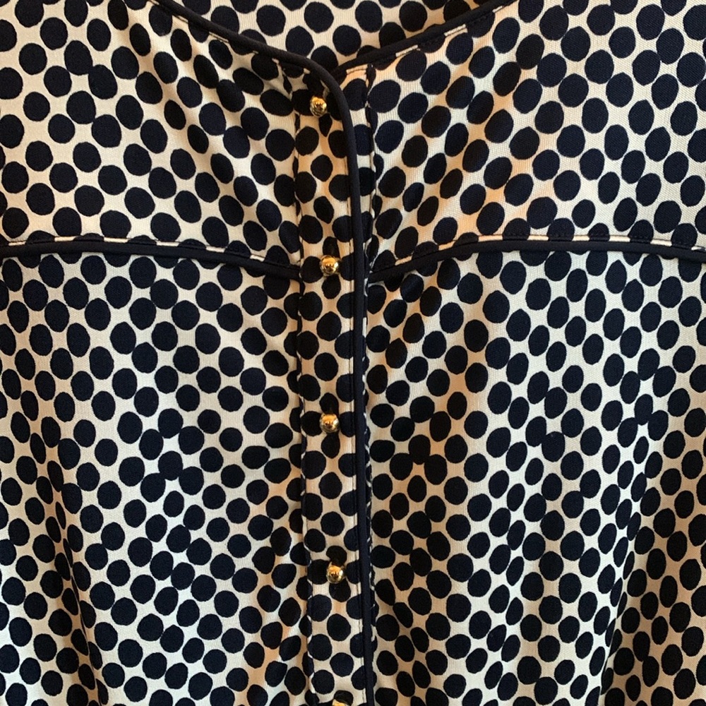 Tory Burch Navy & White Polka Dot Dress Size: L - Picture 4 of 11
